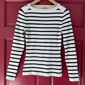H&M White and Blue Striped Sweater